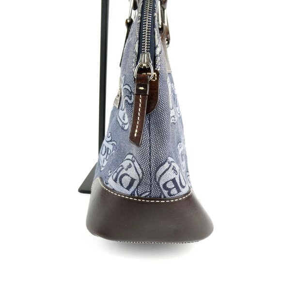 Dooney & Bourke Blue Signature Logo  Leather Trim & Handles Satchel Bag - Picture 6 of 16